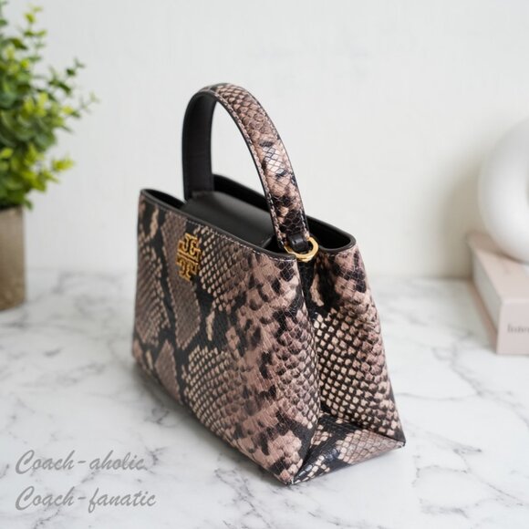 NWT Tory Burch Britten Snake Embossed Mini Satchel Crossbody & Zip Card Case SET - Picture 4 of 14